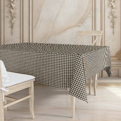 Printed - Beige Houndstooth Tablecloth Trendy Home