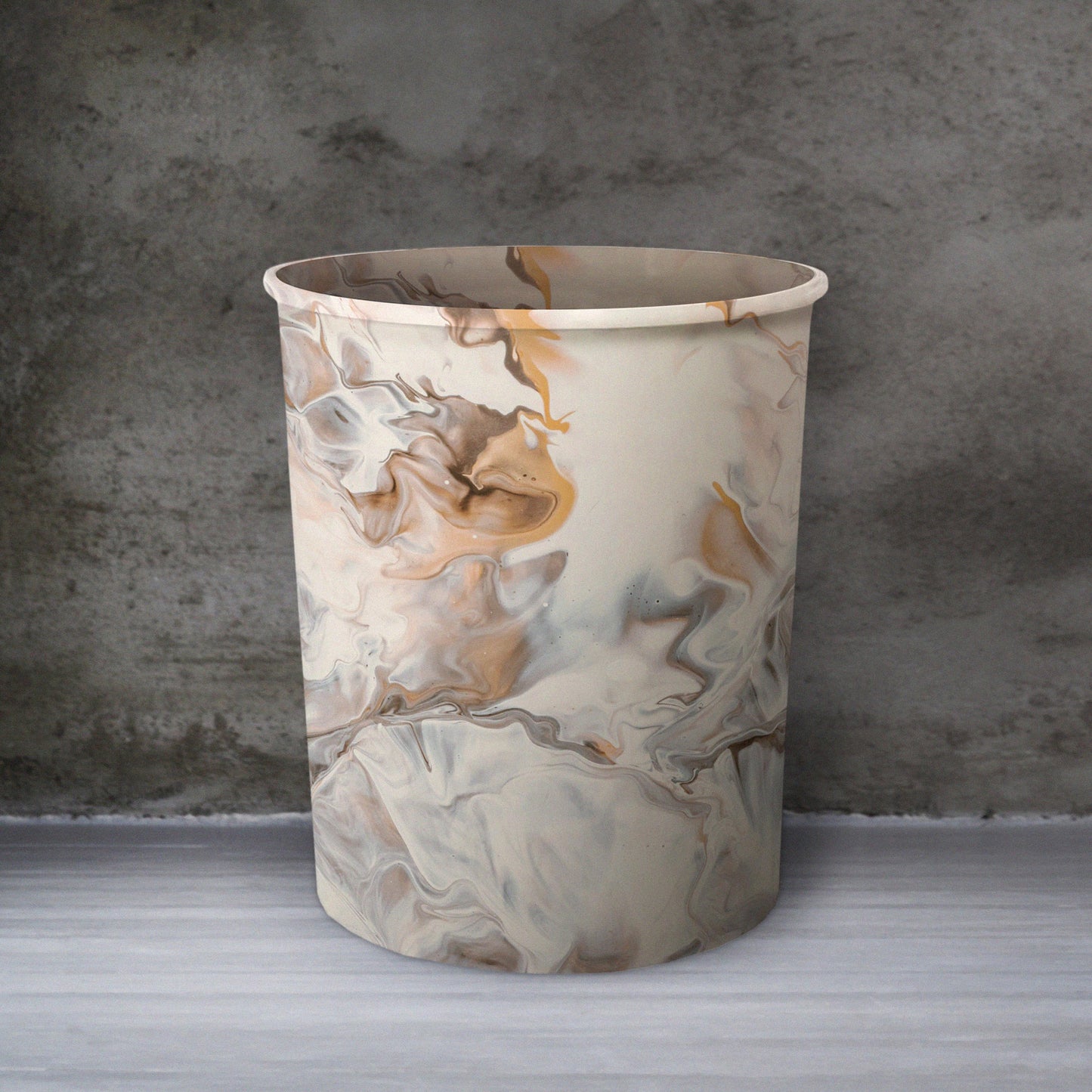 Gray Quartz Marble-Stone Dustbin Trendy Home