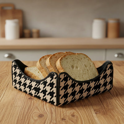 Printed - Beige Houndstooth Breadbasket Trendy Home
