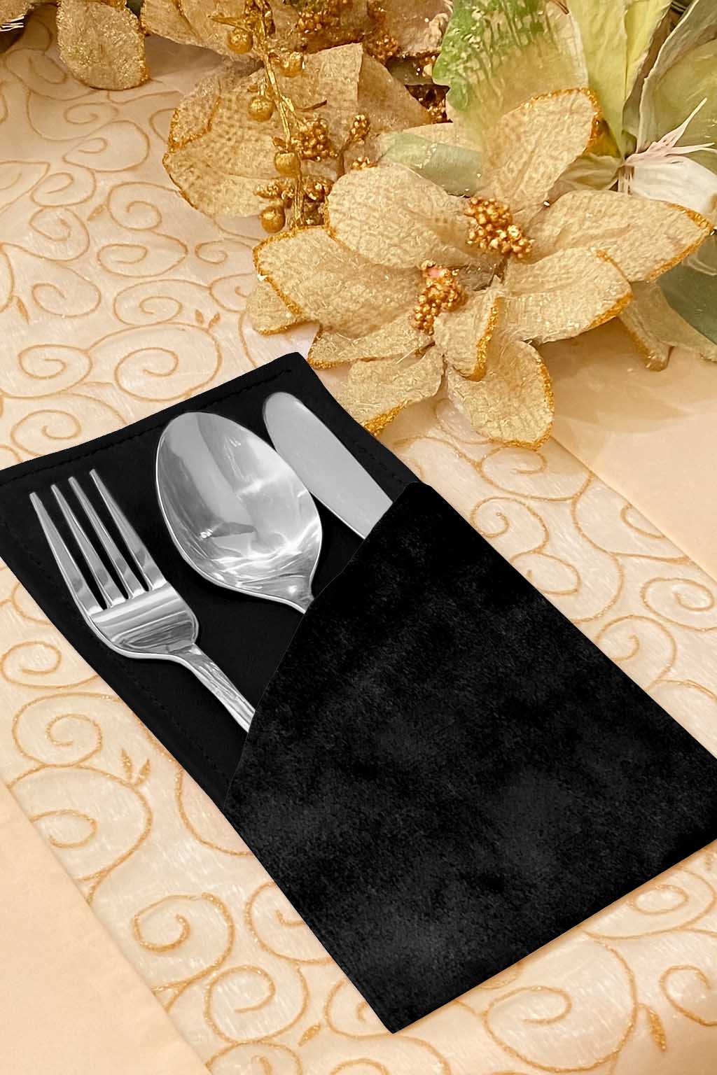 Malai Velvet - Black Cutlery Pouch