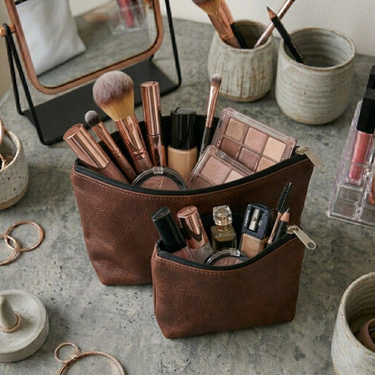 Leather - Burnt Cinnamon Cosmetic Pouch Trendy Home