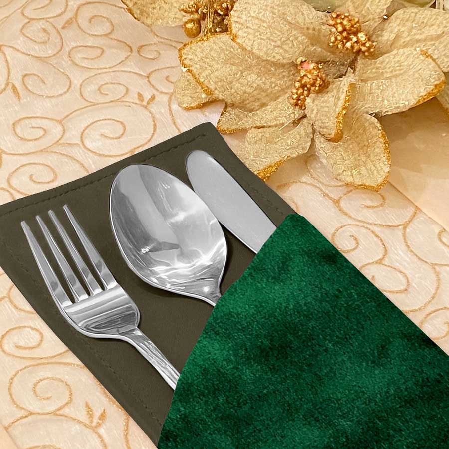 Malai Velvet - Emerald Cutlery Pouch