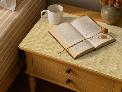 Patterned Leather - Beige Bed Side table Accent Trendy Home
