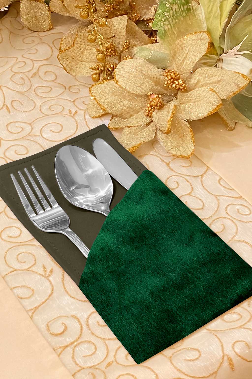 Malai Velvet - Emerald Cutlery Pouch