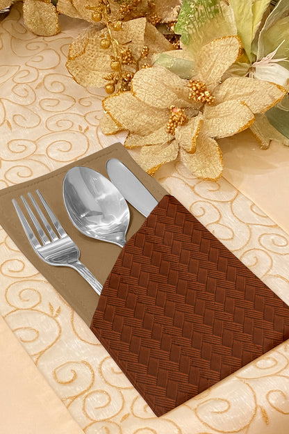 Patterned Leather - Bronze Cutlery Pouch
