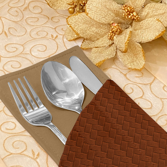 Patterned Leather - Bronze Cutlery Pouch