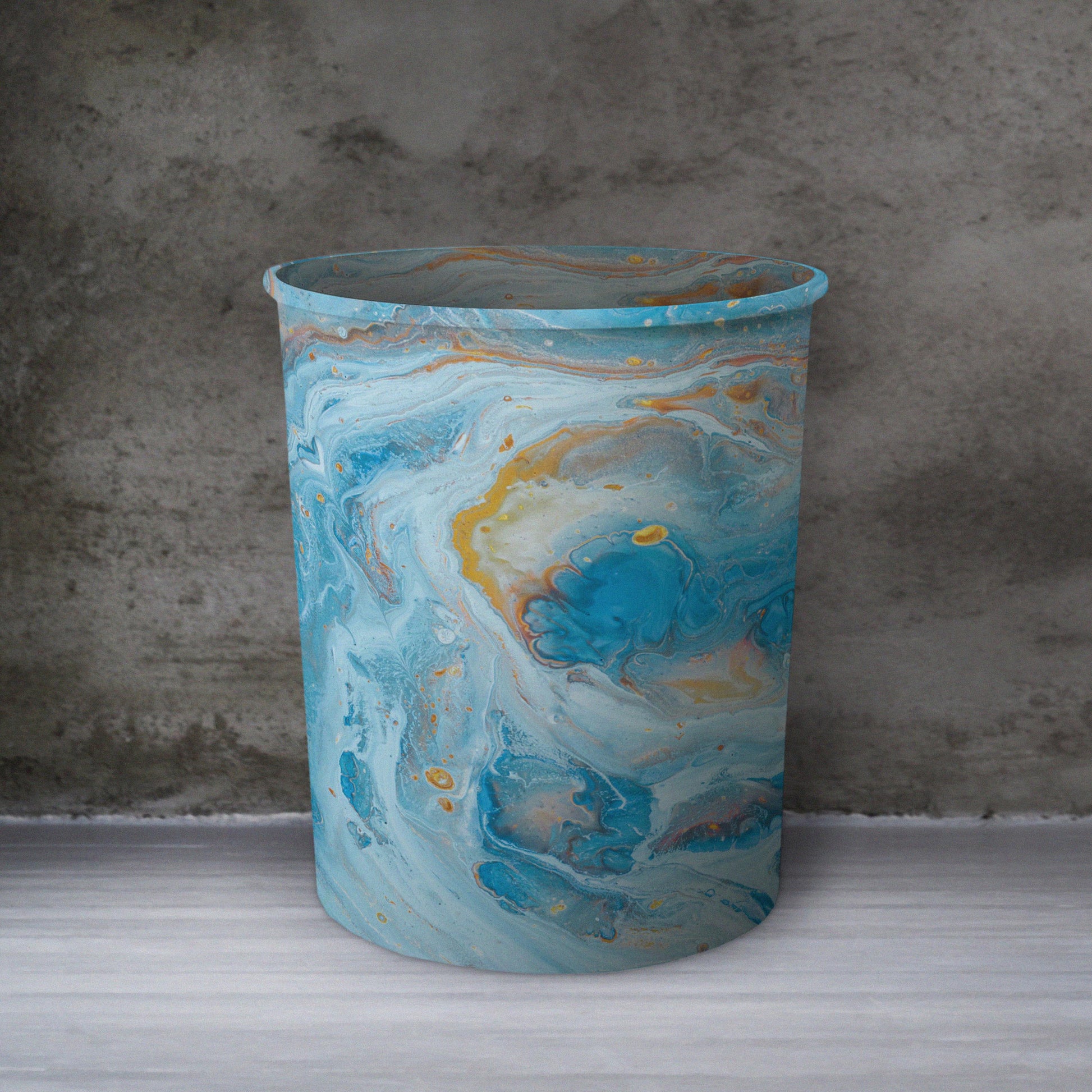 Blue Opal Marble-Stone Dustbin Trendy Home