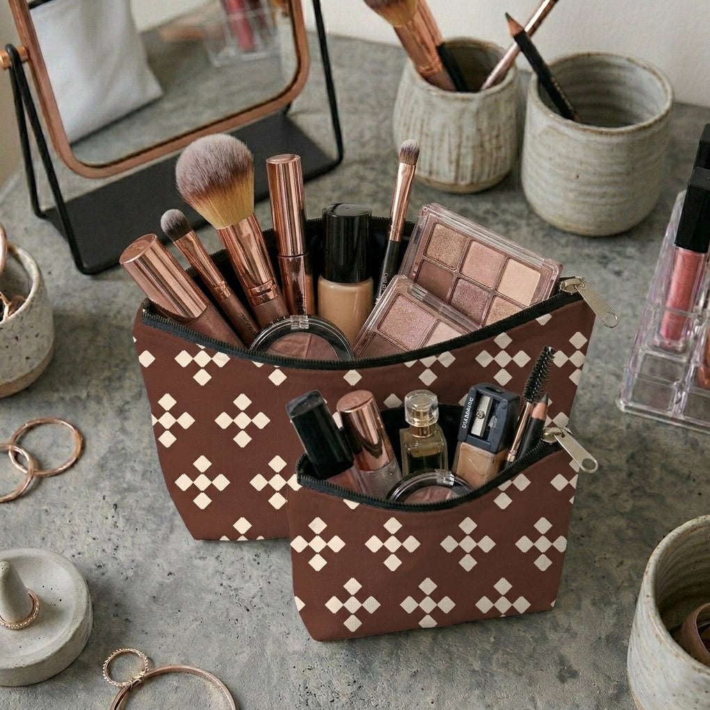 Printed - Espresso Foulard Cosmetic Pouch Trendy Home