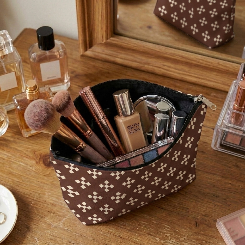 Printed - Espresso Foulard Cosmetic Pouch Trendy Home