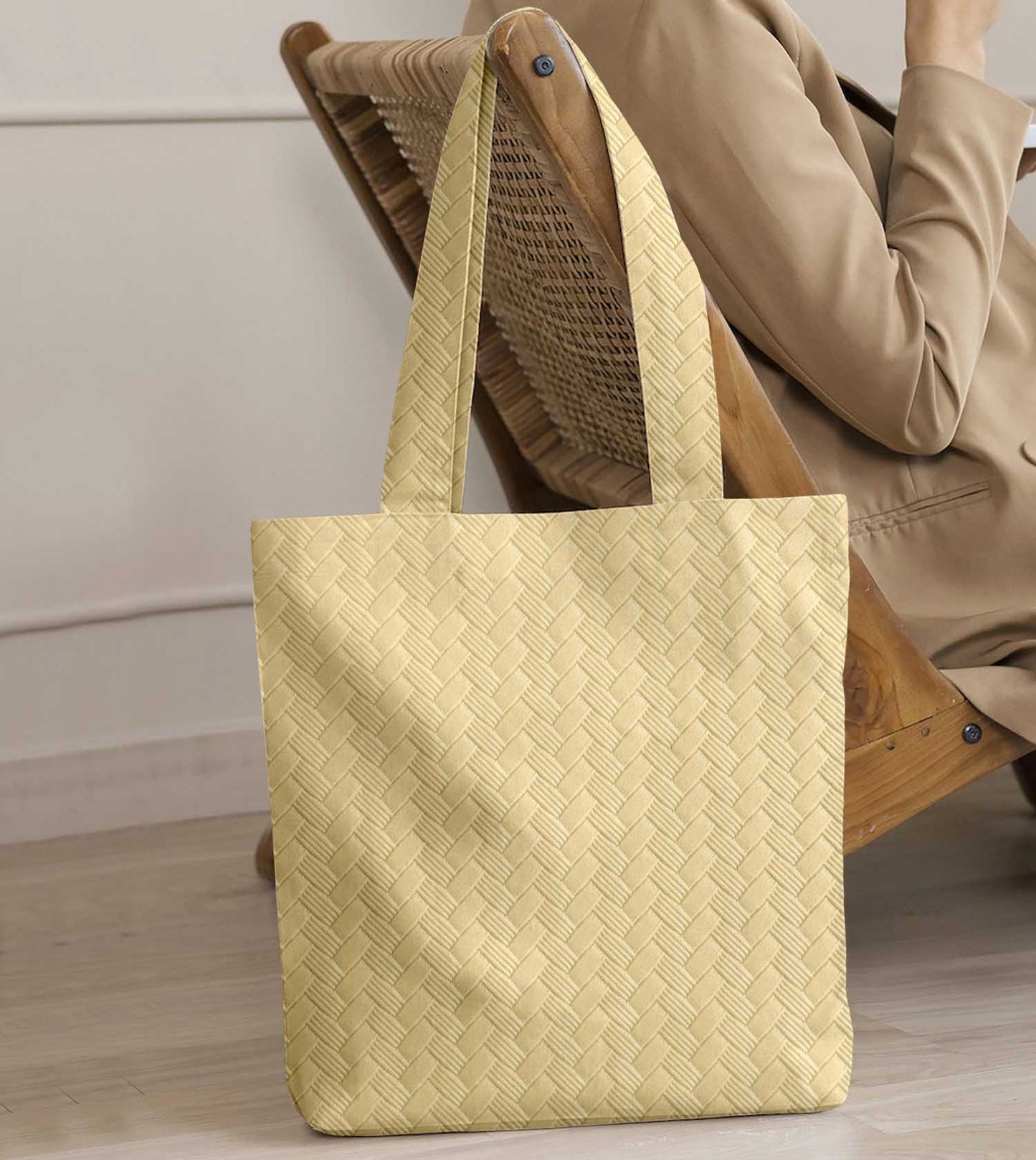 Patterned Leather - Beige Tote Bag