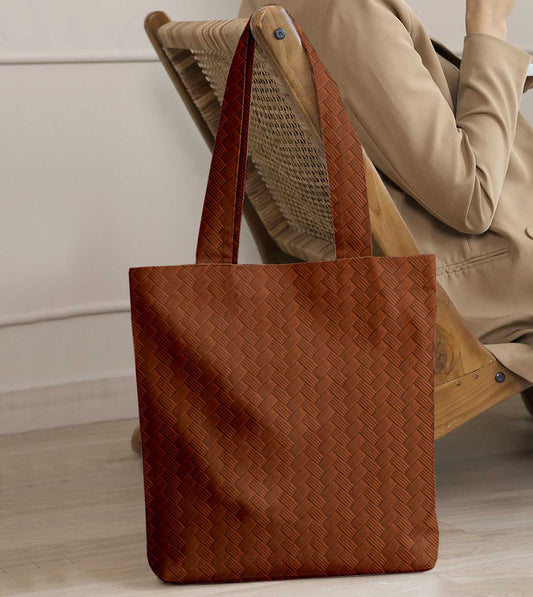 Patterned Leather - Bronze Tote Bag