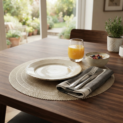 Pvc - Gold Champagne Pearl Charger Plate Trendy Home