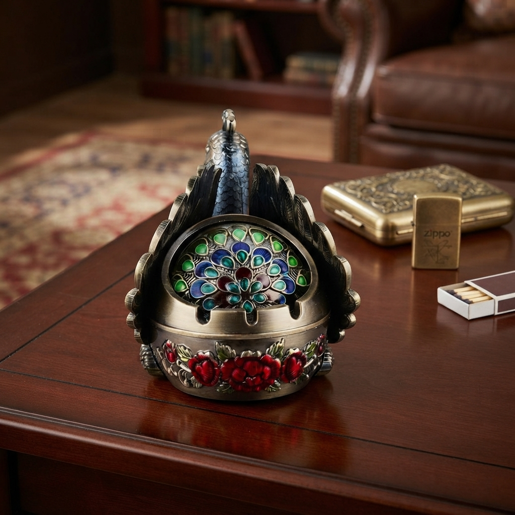 Metallic - Peacock Ashtray trendy home