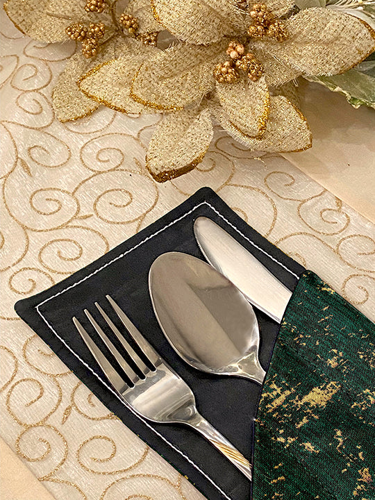 Shanghai Velvet - Emerald Cutlery Pouch Trendy Home