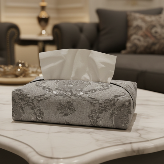 Embossed Leather - Sillver Tissue Box Trendy Home