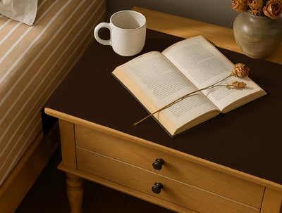 Leather - Burnt Cinnamon Bed Side table Accent Trendy Home