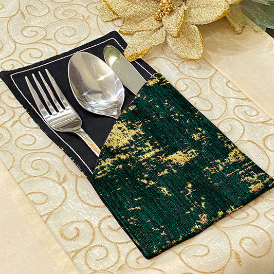 Shanghai Velvet - Emerald Cutlery Pouch Trendy Home