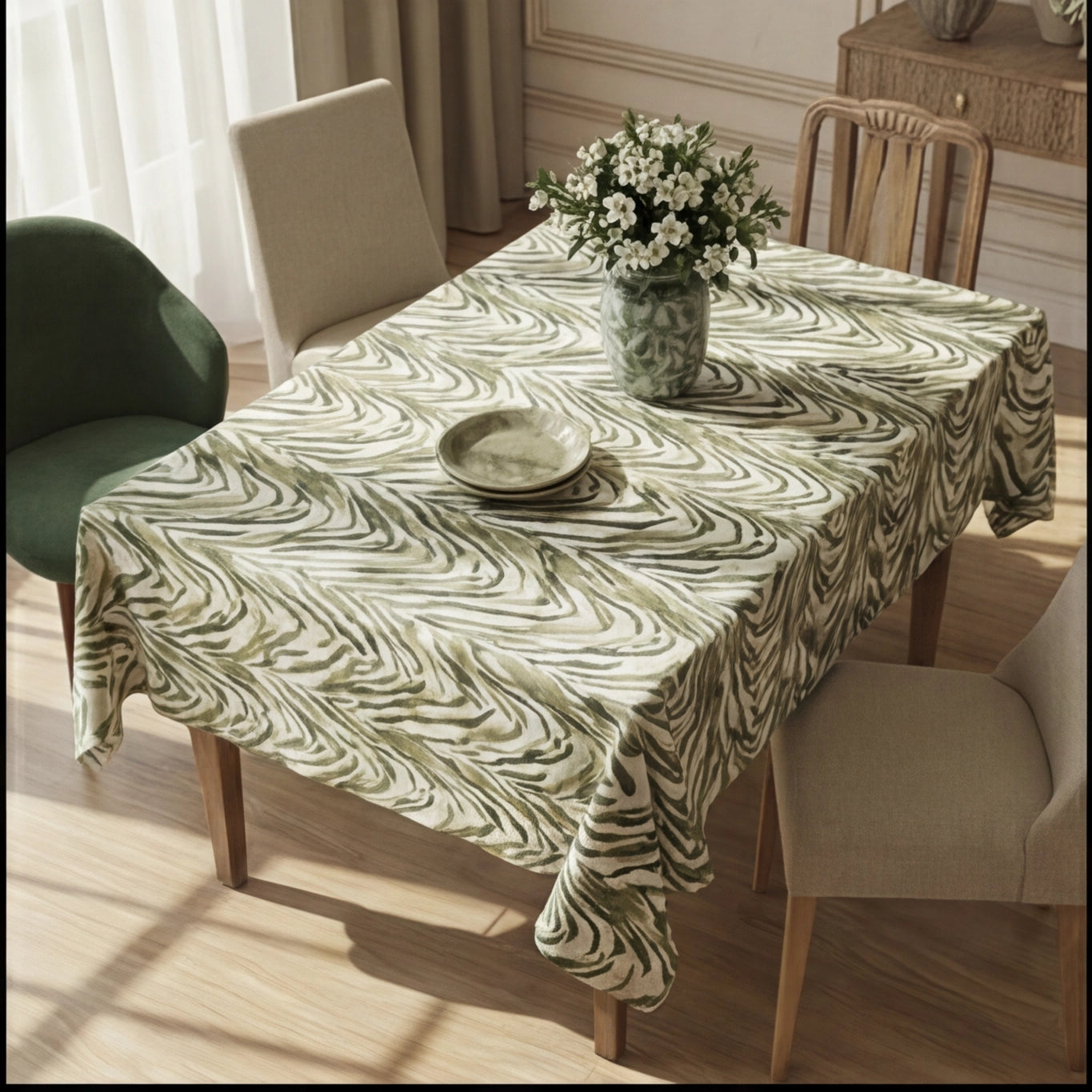Printed - Sage Serengeti Tablecloth Trendy Home