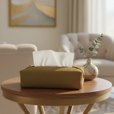 Leather - Peanut Brown Tissue Box Trendy Home