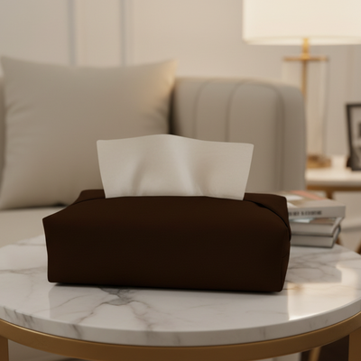 Leather - Burnt Cinnamon Tissue Box Trendy Home