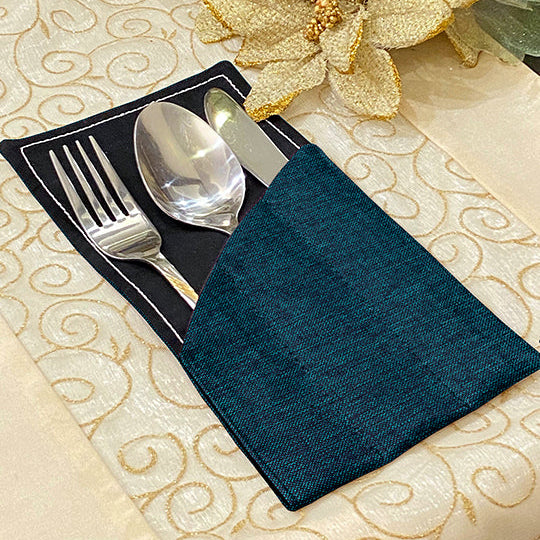 Fine Jute - Dark Turquoise Cutlery Pouch Trendy Home