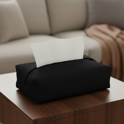 Leather - Black Tissue Box Trendy Home