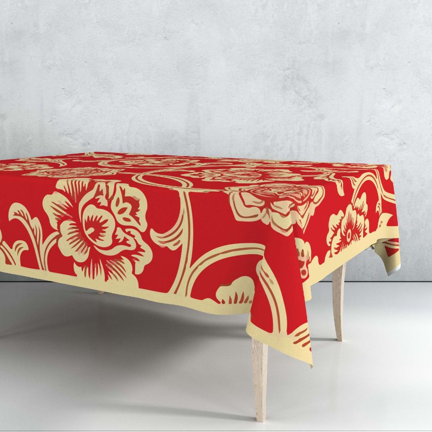 Red Petal Tablecloth Trendy Home