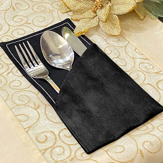 Malai Velvet - Black Cutlery Pouch Trendy Home