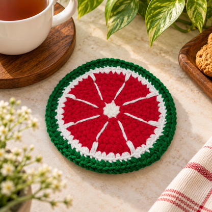 Handmade - Crochet Watermelon Slice Coaster Trendy Home