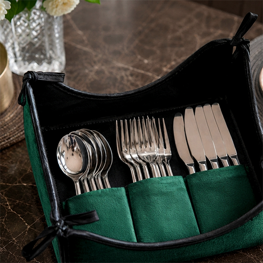Malai Velvet - Emerald Cutlery Tray
