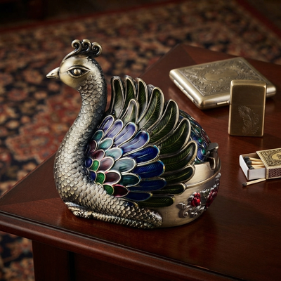 Metallic - Peacock Ashtray trendy home