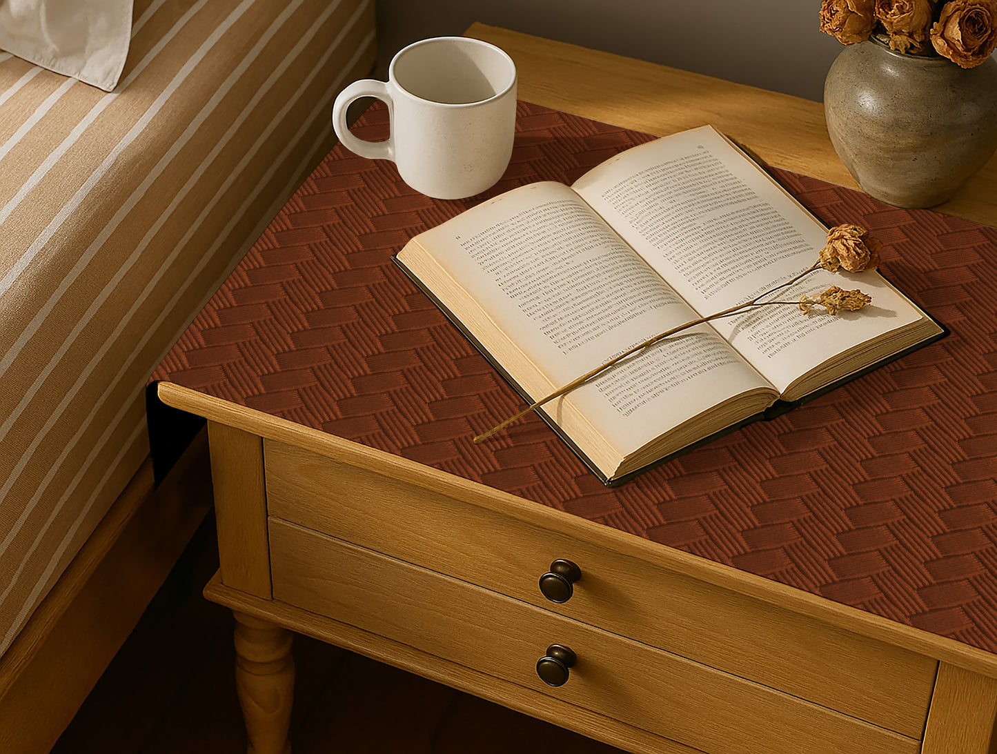 Patterned Leather - Bronze Bed Side table Accent Trendy Home