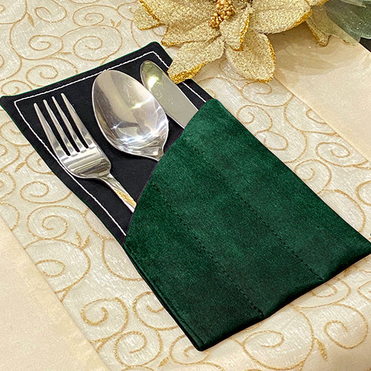 Malai Velvet - Emerald Cutlery Pouch Trendy Home