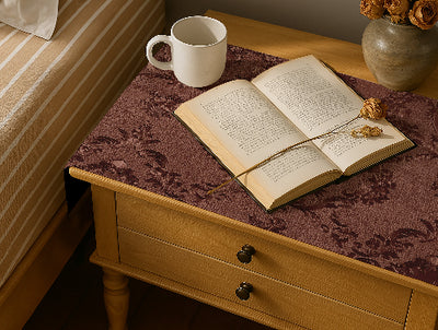 Embossed Leather - Burnt Umber Bed Side table Accent Trendy Home