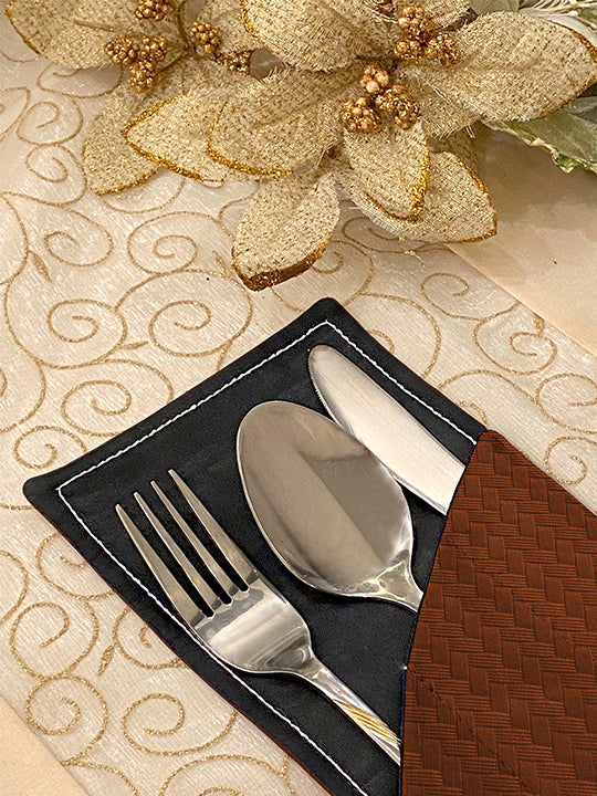 Patterned Leather - Bronze Cutlery Pouch Trendy Home