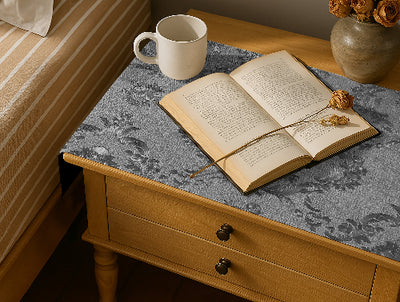 Embossed Leather - Silver Bed Side table Accent Trendy Home