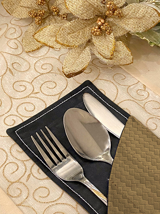 Patterned Leather - Bronze Beige Cutlery Pouch Trendy Home