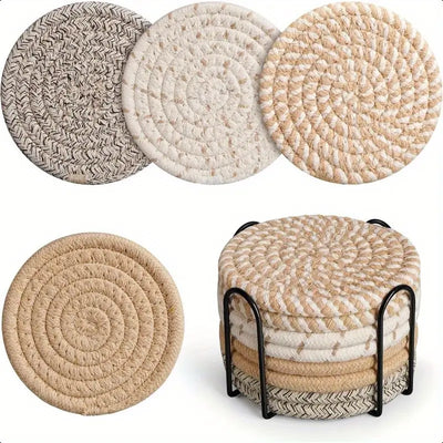 Handwoven Jute Earthy Coaster Set Trendy Home