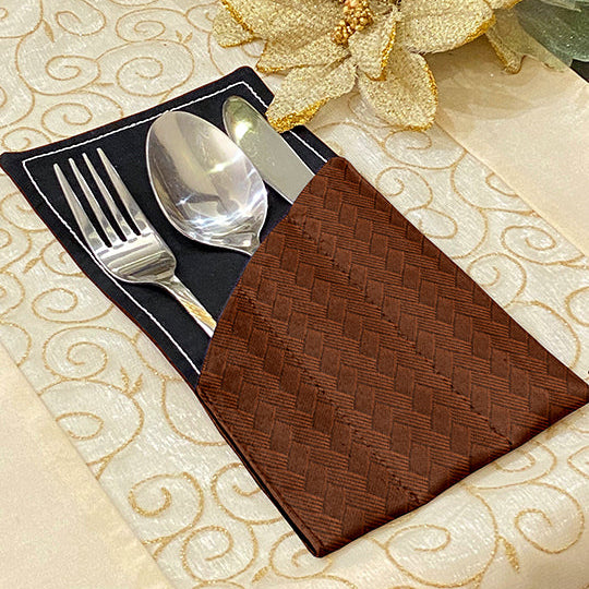 Patterned Leather - Bronze Cutlery Pouch Trendy Home