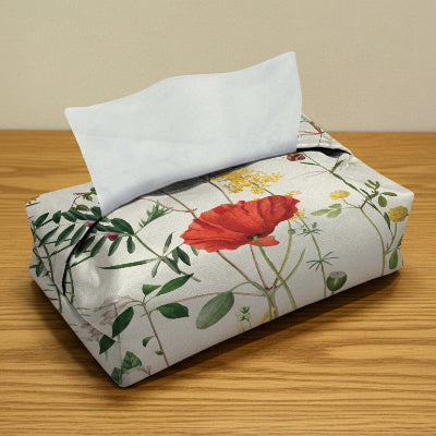 Printed - White Rosey Tissue Box Trendy Home