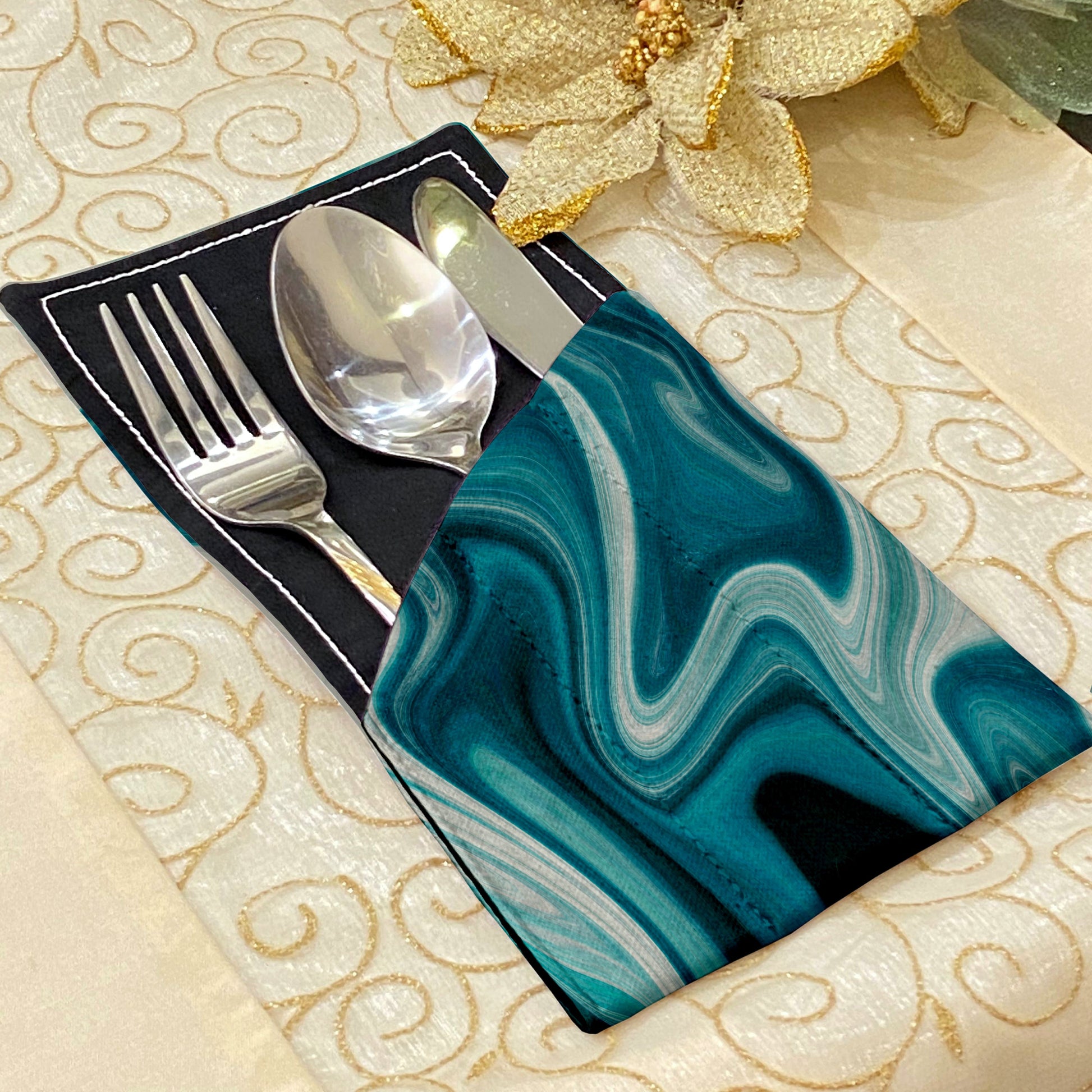 Printed - Blue Dumortierite Cutlery Pouch Trendy Home