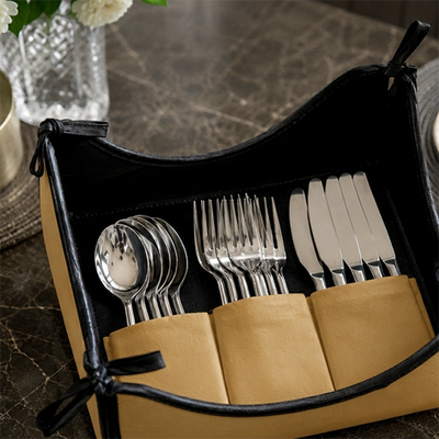 Leather - Peanut Brown Cutlery Tray Trendy Home