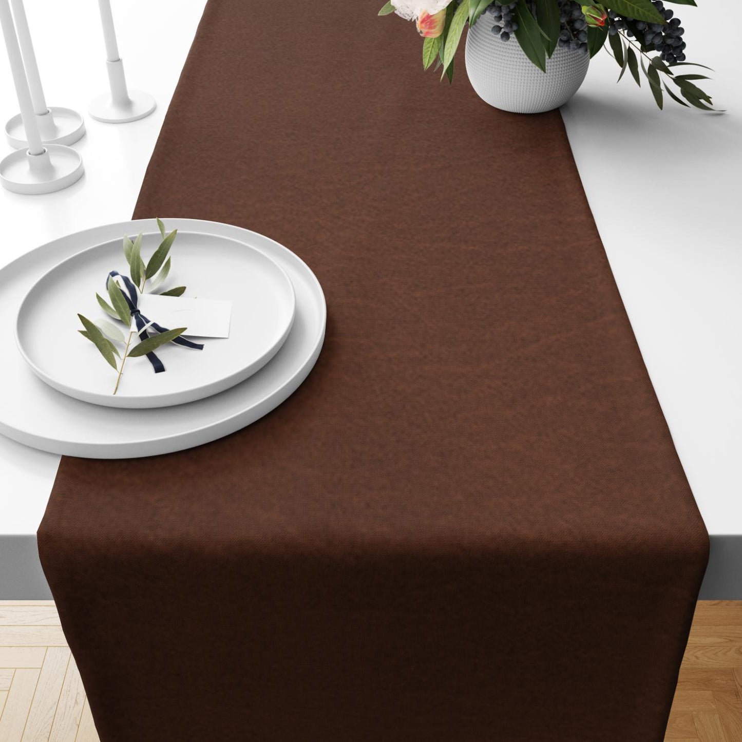 Leather - Burnt Cinnamon Table Runner Trendy Home