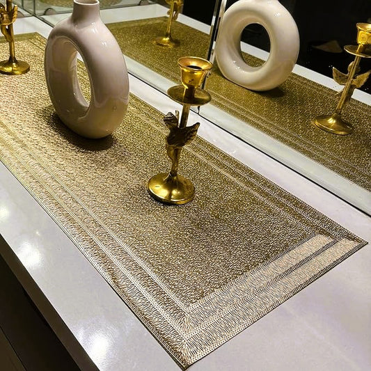 Pvc - Gold Rectangular Table Runner