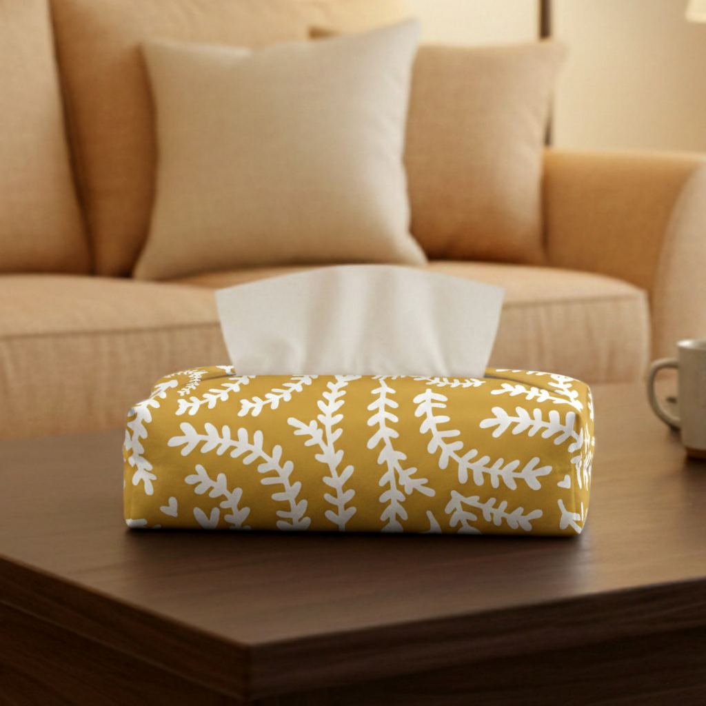 Printed - Mustard Mist Tissue Box Trendy Home