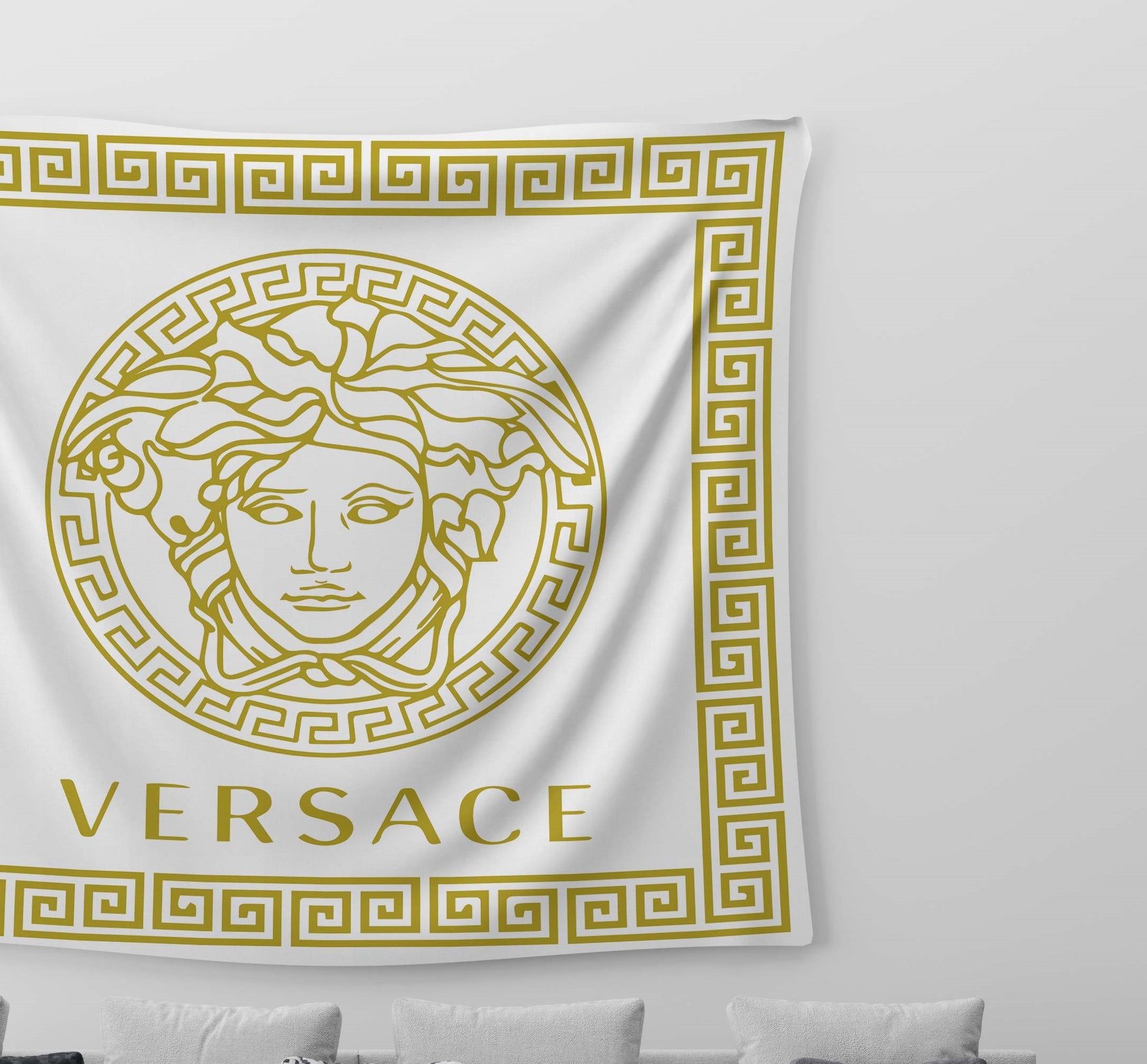 White Versace Stripes Tapestry Trendy Home