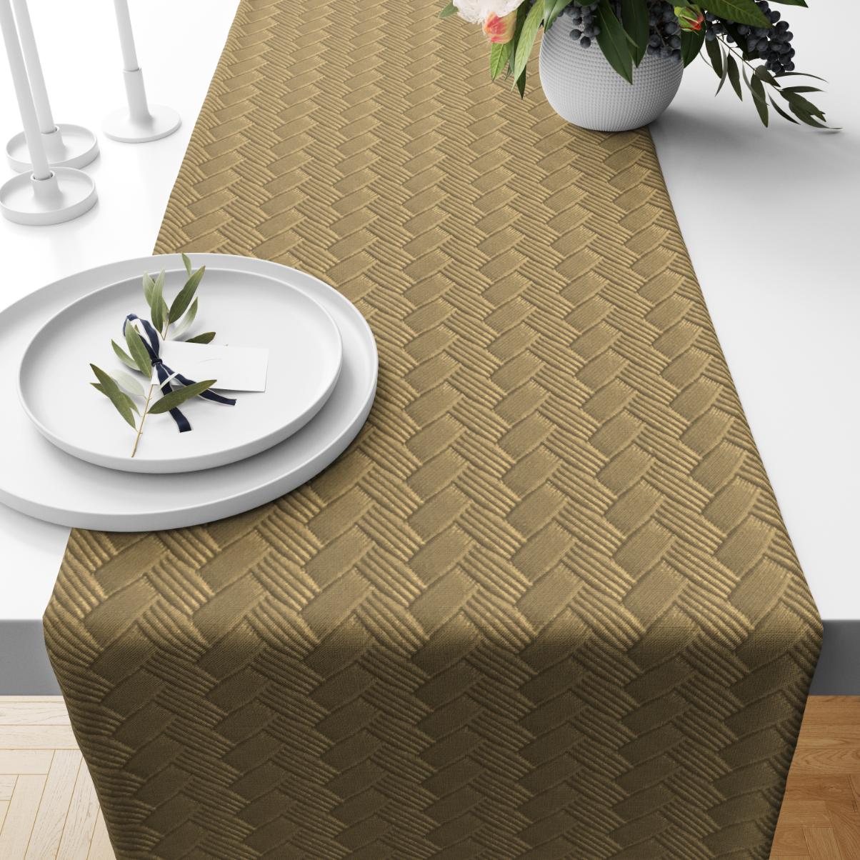 Patterned Leather - Bronze Beige Table Runner Trendy Home