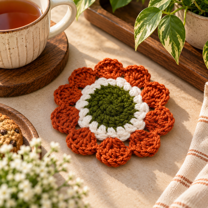 Handmade - Crochet Autumn Blossom Coaster Trendy Home