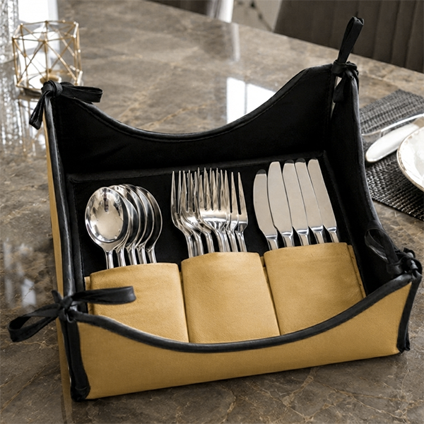 Leather - Peanut Brown Cutlery Tray