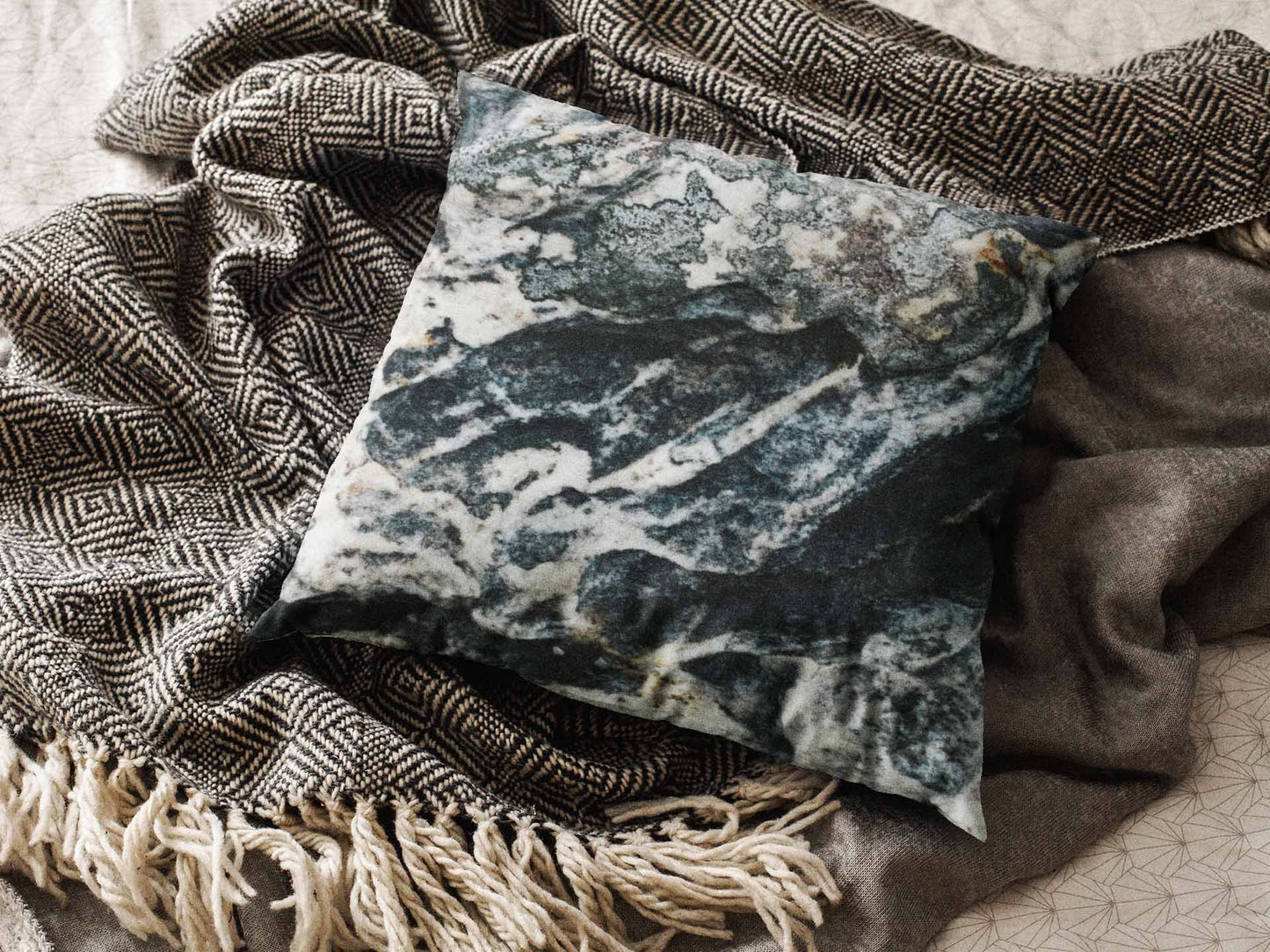 Black Chromite Marble-Stone Cushion Cover Trendy Home